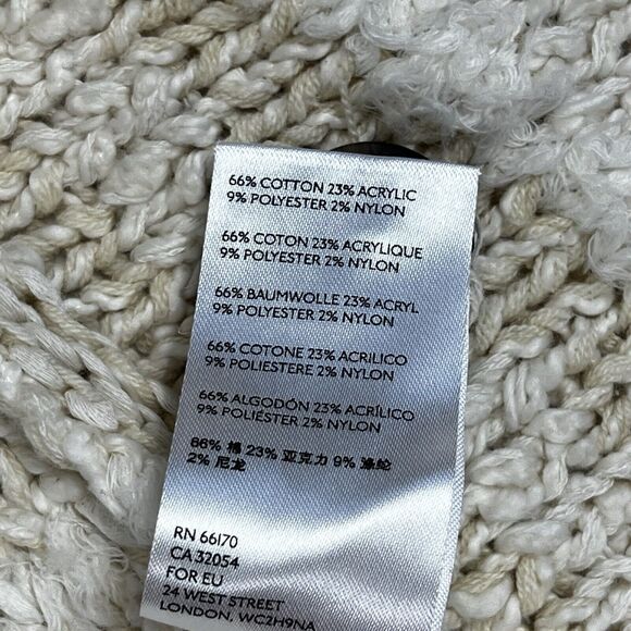 Anthropologie Marilyn Ivory Fringed Boho Cowl Oversized Knit Poncho Sweater XS S - Picture 9 of 10